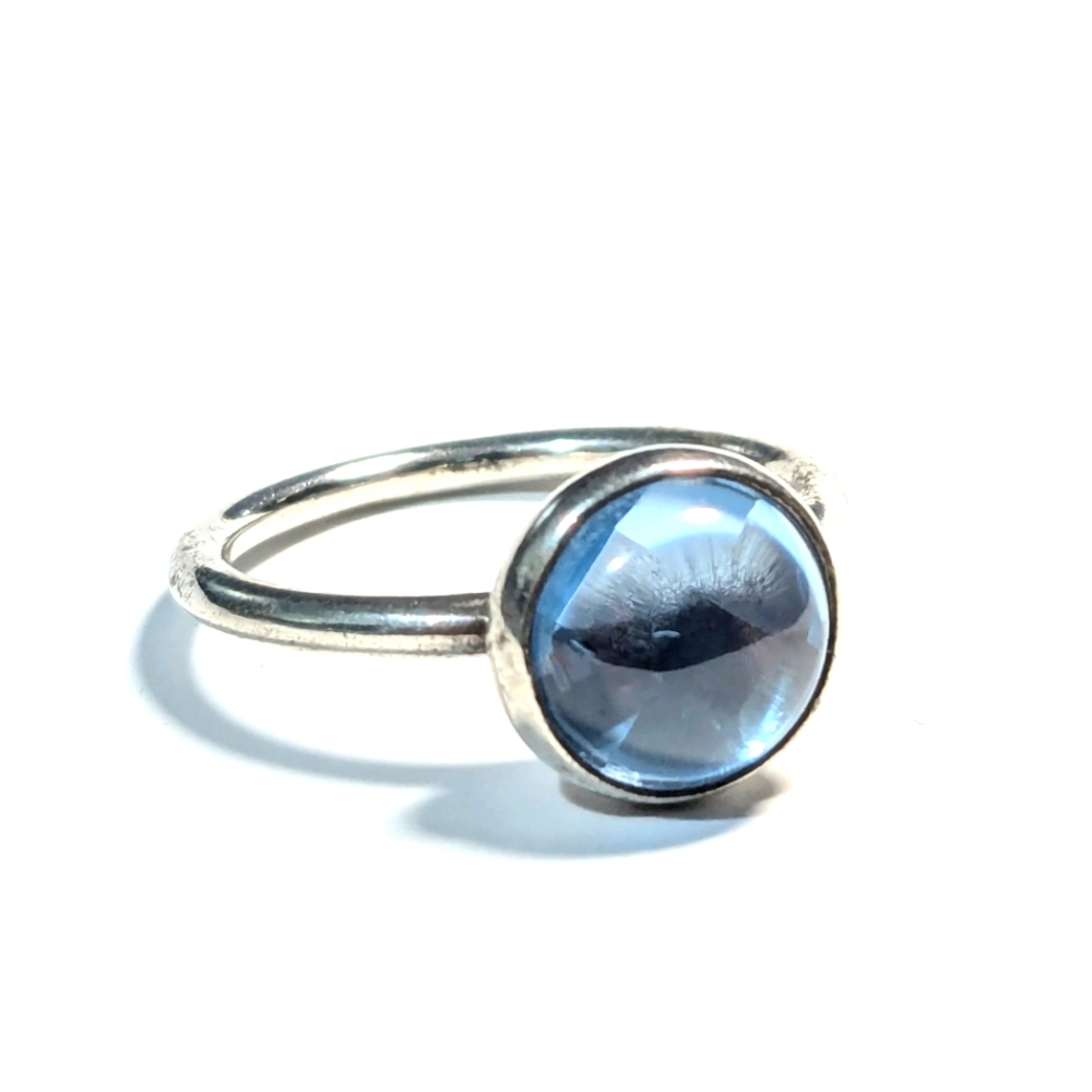Authentic Pandora Sterling Silver Poetic Droplet Blue Ring Size 58 (8) 190982NAB
